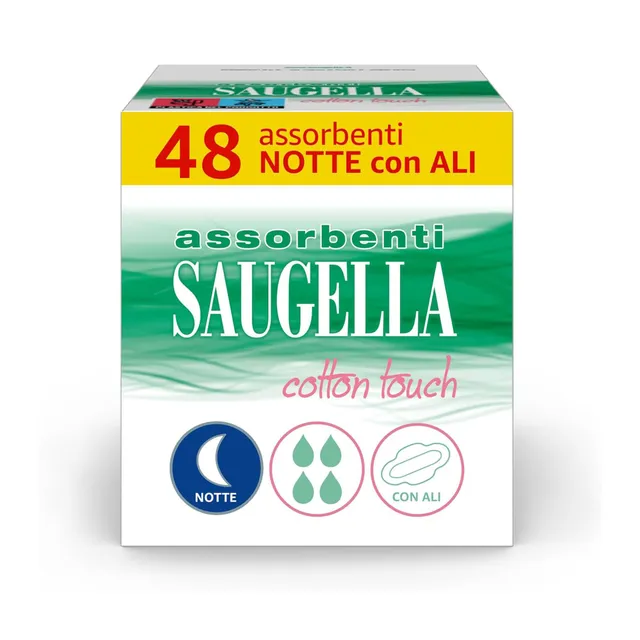 saugella-cotton-touch-notte-assorbenti-cotone-con-ali-48-pz image 1