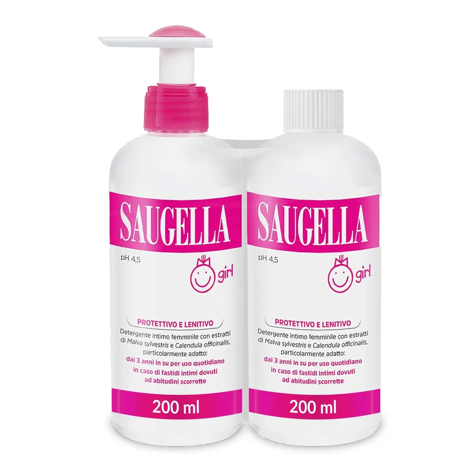 saugella-girl-detergente-intimo-ph-4-5-per-bambine-2x200-ml image 1