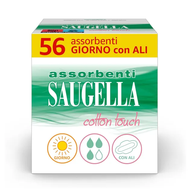 saugella-cotton-touch-giorno-assorbenti-cotone-con-ali-56-pezzi image 1